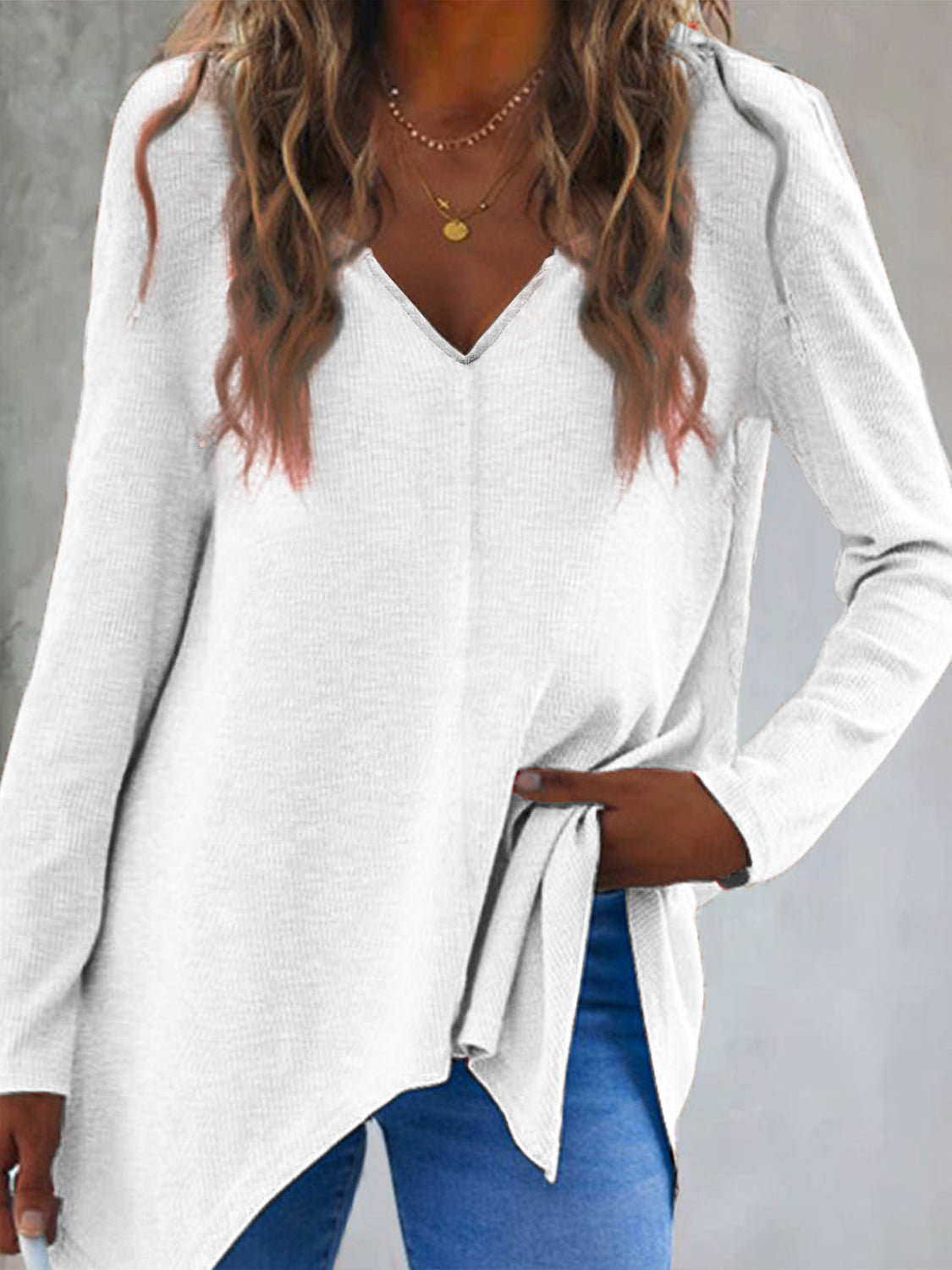 V-Neck Long Sleeve T-Shirt - Sassy Chic Studio