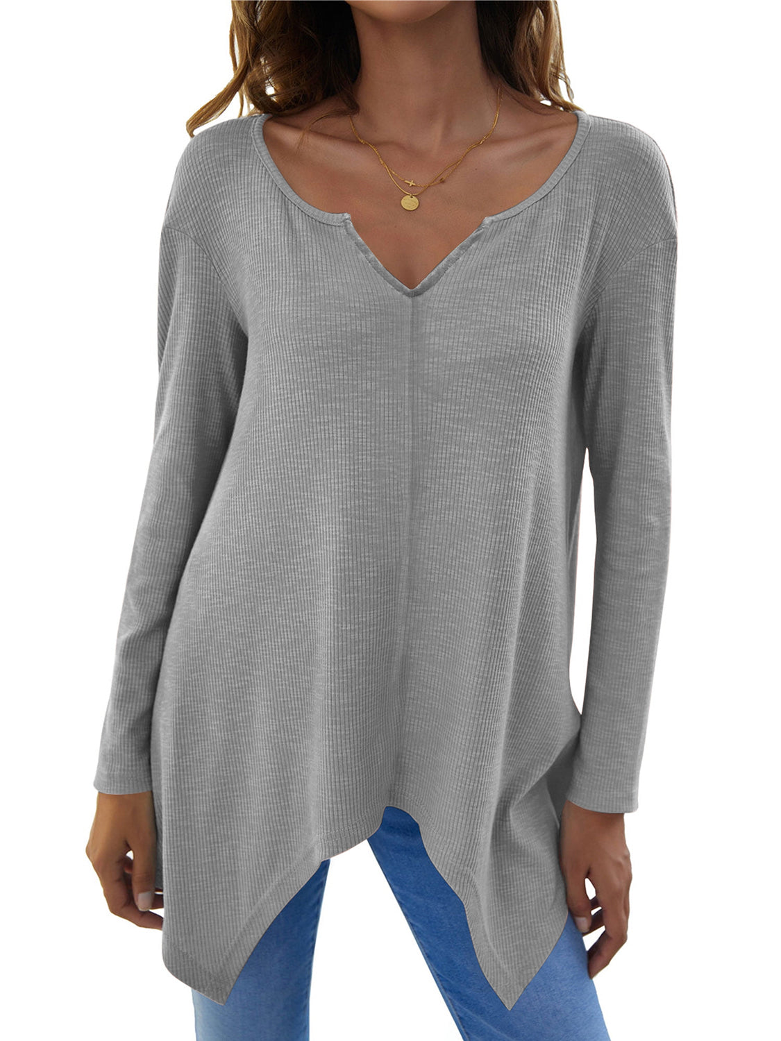 V-Neck Long Sleeve T-Shirt - Sassy Chic Studio